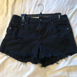 Black American Eagle ripped jean shorts